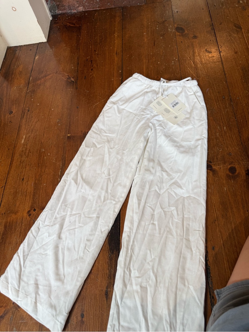 Peppermayo White Wide-Leg Drawstring Lounge Pants